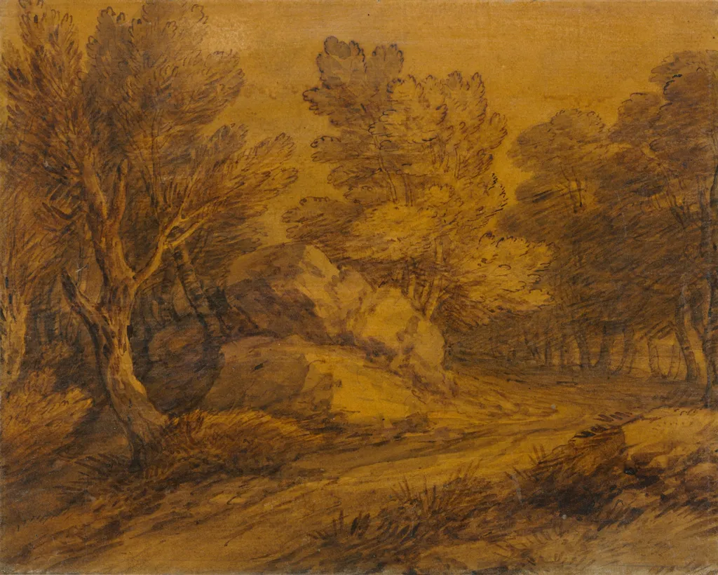 Scene with a Road Winding through a Wood, by Thomas Gainsborough, 1770