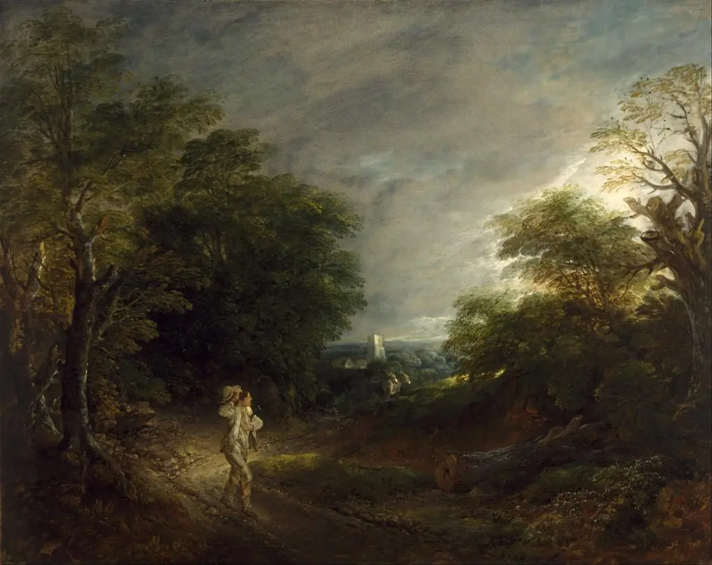 Wooded Landscape with a Woodcutter, by Thomas Gainsborough