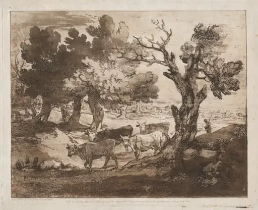 Wooded Landscape with Herdsman and Cows, by Thomas Gainsborough