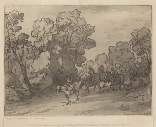Wooded Landscape with Riders, by Thomas Gainsborough