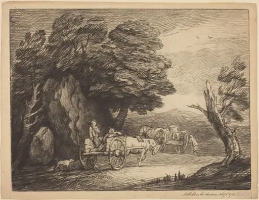 Wooded Landscape with Two Country Carts and Figures, by Thomas Gainsborough