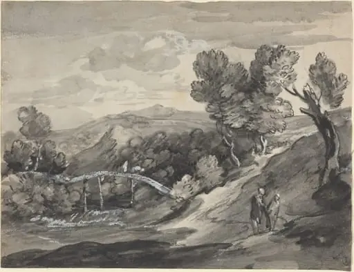 Wooded Upland Landscape with a Bridge, by Thomas Gainsborough