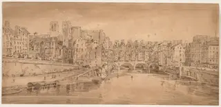 A Selection of Twenty of the Most Picturesque Views in Paris:  View of Pont St. Michel, taken from Pont Neuf, by Thomas Girtin