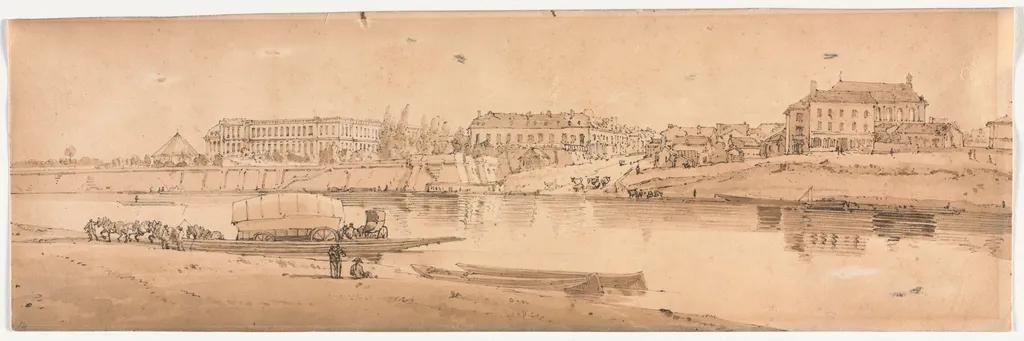 A Selection of Twenty of the Most Picturesque Views in Paris: View of the Palace and Village of Choisi on the Banks of the Seine, by Thomas Girtin, 1802