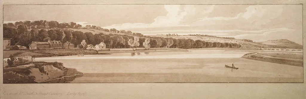 A Selection of Twenty of the Most Picturesque Views in Paris: View of St. Cloud and Mount Calvary taken from Pont de Sêve, by Thomas Girtin, 1802