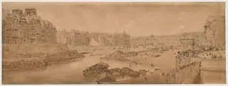 A Selection of Twenty of the Most Picturesque Views in Paris:  View of the City with the Louvre taken from the Pont Marie