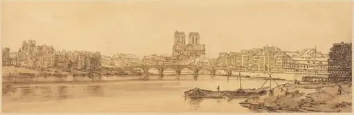 View of Pont de la Tournelle and Notre Dame Taken from the Arsnel: pl.11, by Thomas Girtin
