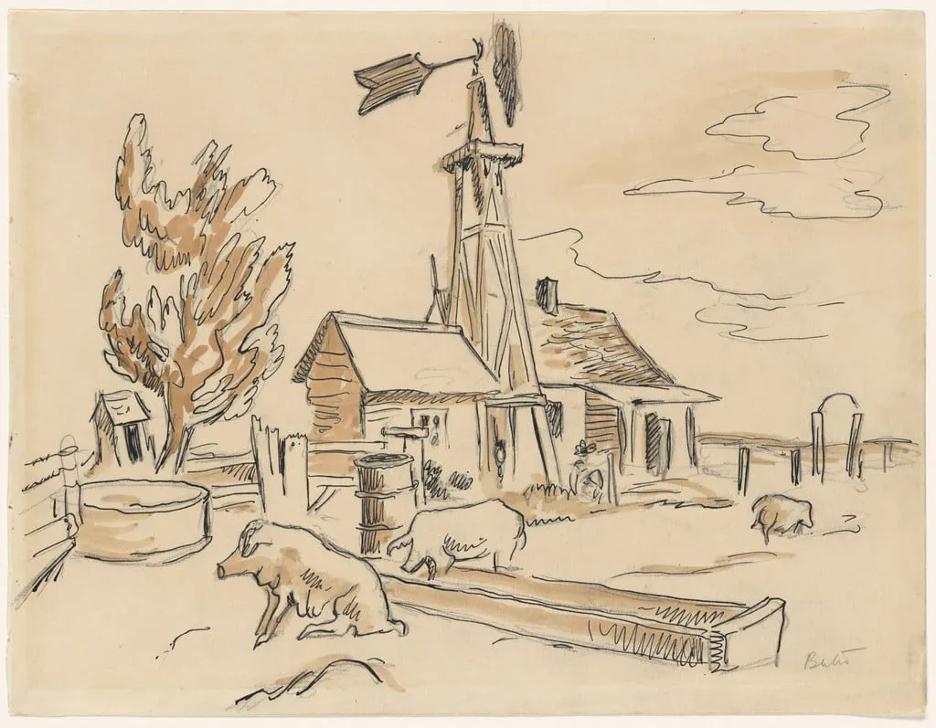 Untitled, by Thomas Hart Benton, watercolor, 1929