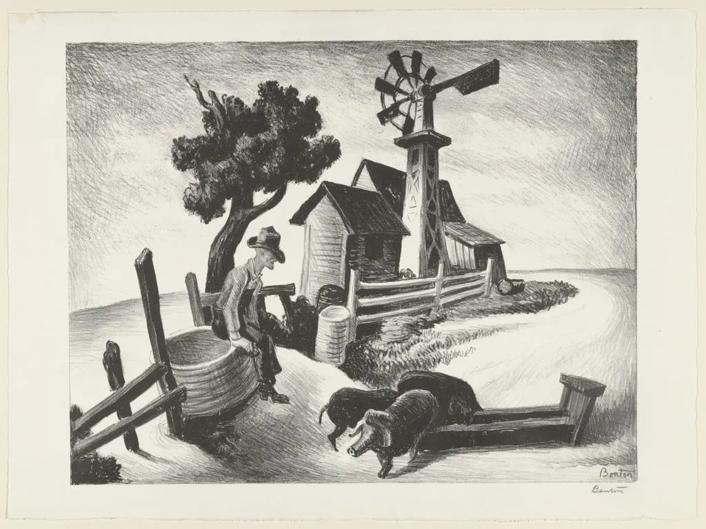 Untitled, by Thomas Hart Benton, ink, 1938