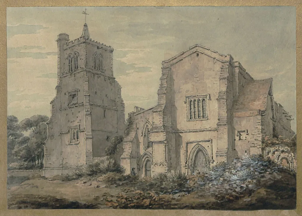 Priory church, Elstow, Bedfordshire, by Thomas Hearne, watercolor, 1760