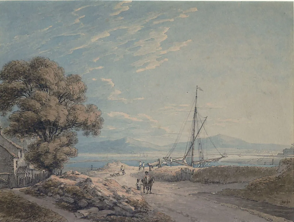 The Isle of Wight from Lymington, by Thomas Hearne, watercolor, 1793