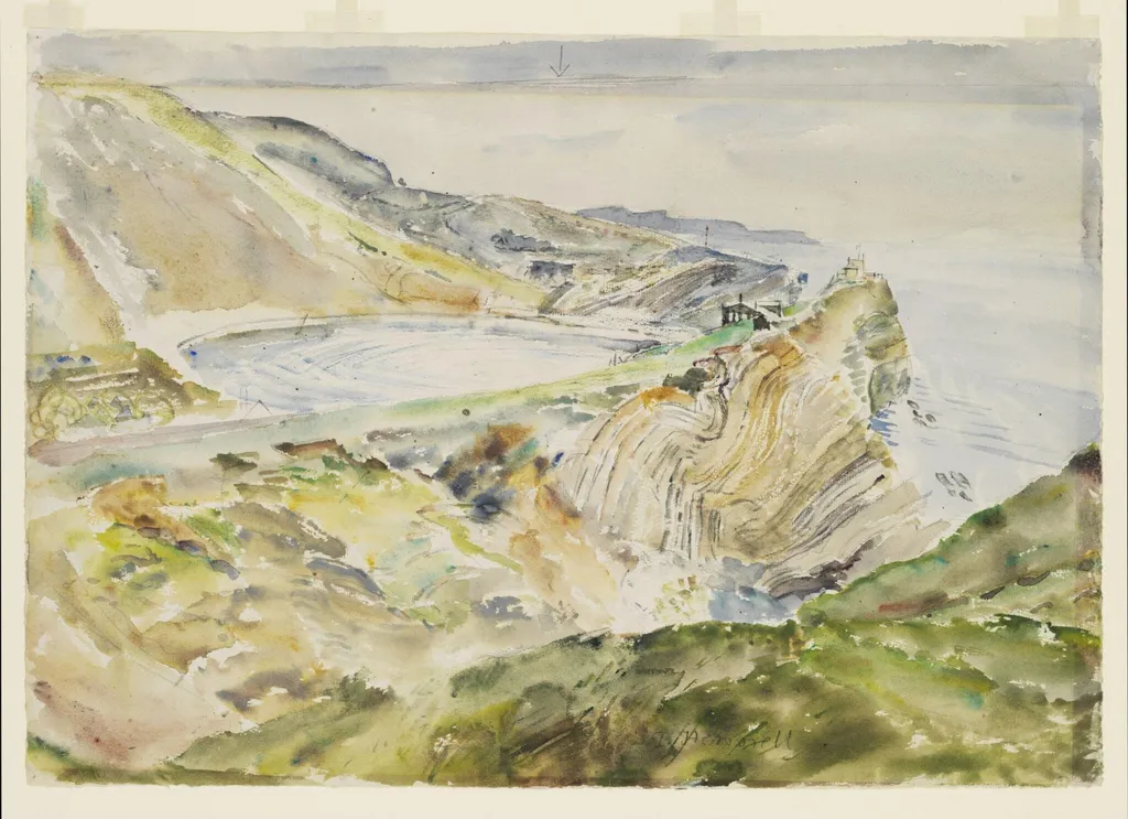 Stair Hole, Lulworth Cove, Dorset, by Thomas Hennell, watercolor, 1940