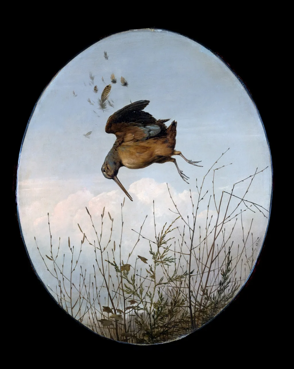 Woodcock, by Thomas Hewes Hinckley, oil, 1849