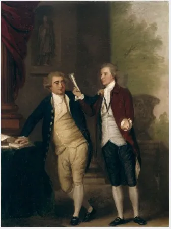 Edmund Burke (1729-1797) in Conversation with Charles James Fox (1749-1806), by Thomas Hickey, oil, 1792