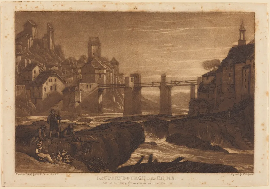 Lauffenbourgh on the Rhine, by Thomas Hodgetts, ink, 1811