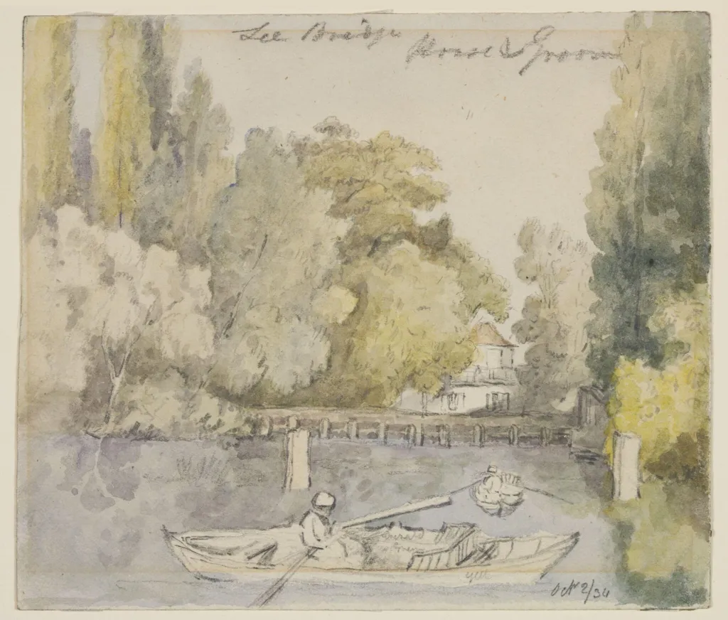 Boating, Horse and Groom, 1834., by Thomas Hosmer Shepherd, watercolor, 1834