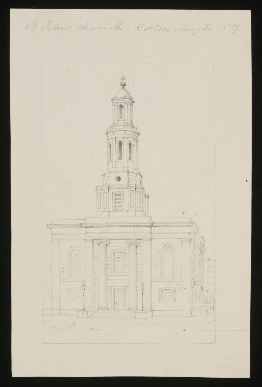 St. John's Church, Hoxton, May 21 1827, by Thomas Hosmer Shepherd, 21