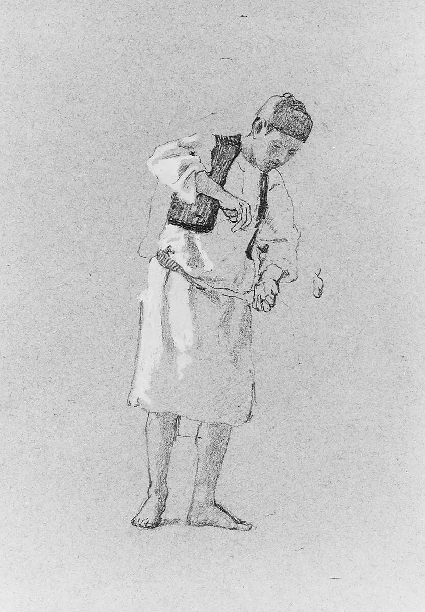 Study of a Man, by Thomas Hovenden, gouache, 1868