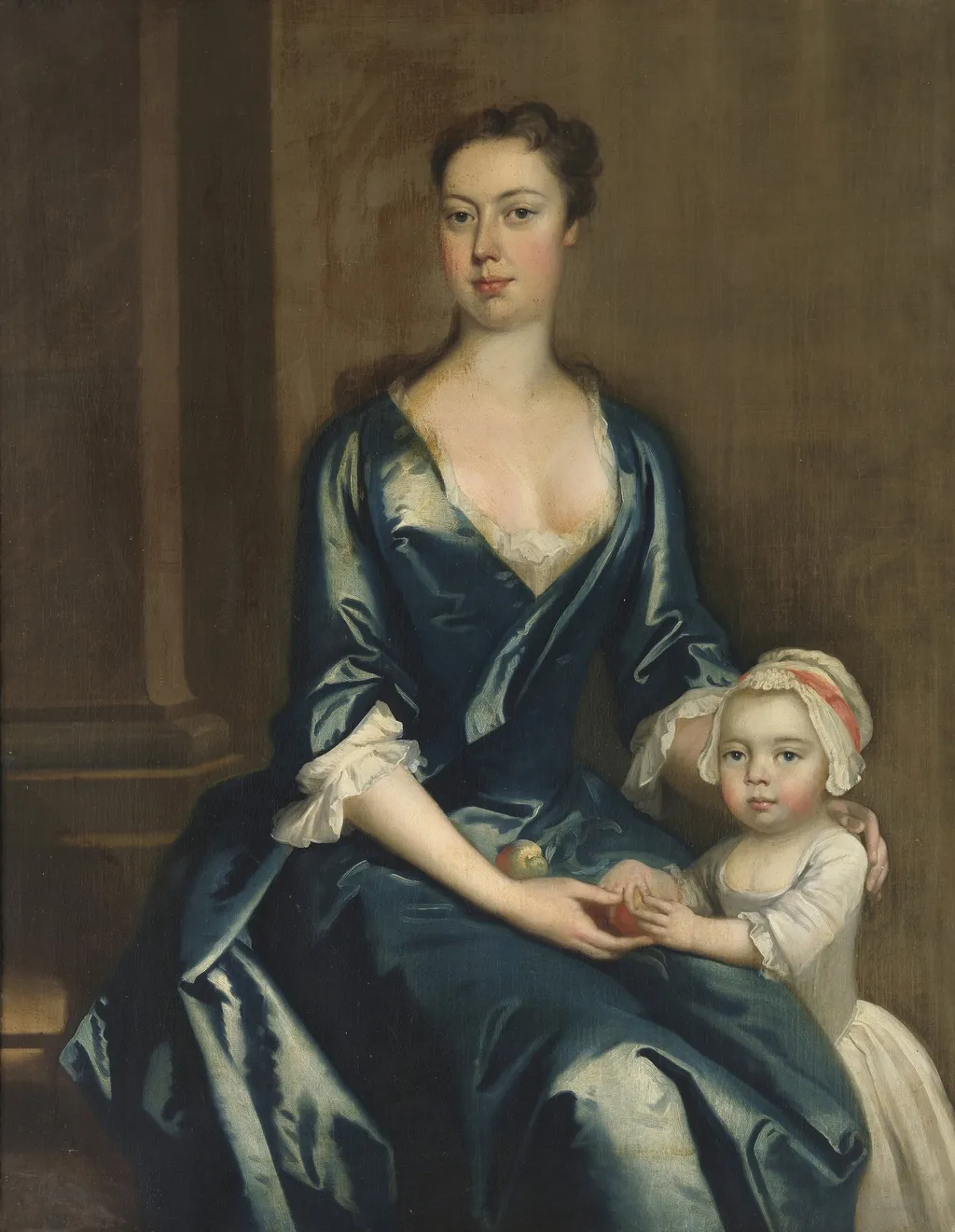 Portrait of a Lady with her daughter, by Thomas Hudson, oil, 1701