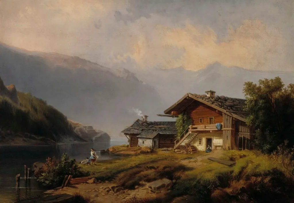 Vierwaldstätter See -järven rantamaisema, by Thomas Joachim Legler, unspecified