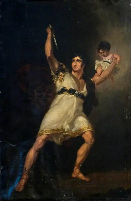 John Philip Kemble (1757–1823), as Rolla in 'Pizarro' Adapted by Richard Brinsley Sheridan from 'Die Spanier in Peru' by August Friedrich Ferdinand von Kotzebue, by Thomas Lawrence