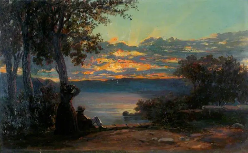 Sunset on a Lake, by Thomas Lindsay