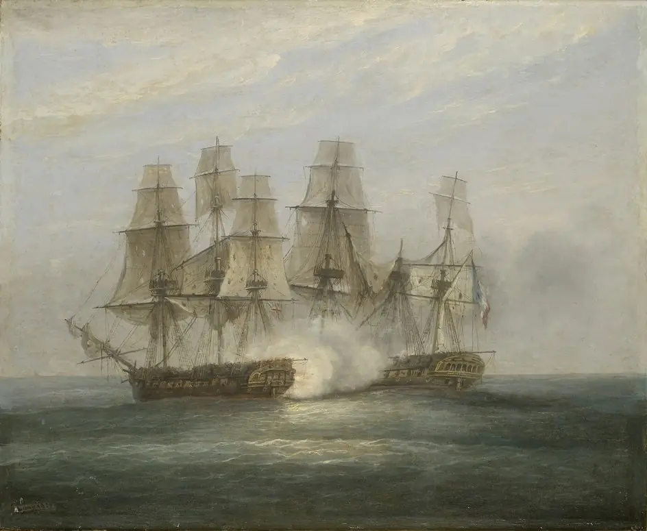 The engagement between H.M.S. Phoenix and the French Frigate Didon, 10 August 1805, by Thomas Luny