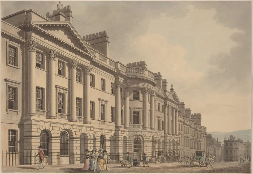 Milsom Street in Bath, by Thomas Malton, ink, 1784
