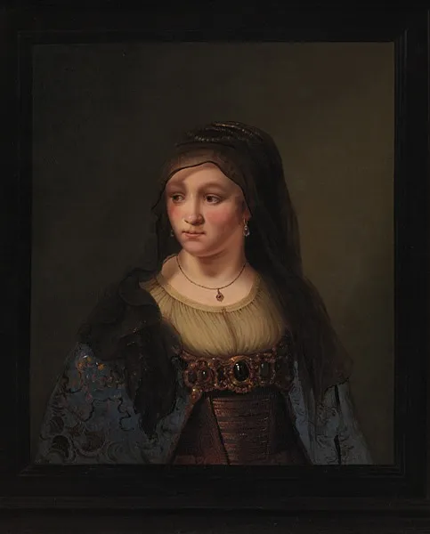 Portrait of a Lady in a Veil, by Thomas Mathisen, oil, 1658