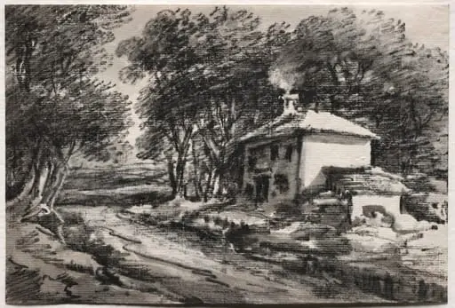 Landscape with Cottage (recto), by Thomas Monro