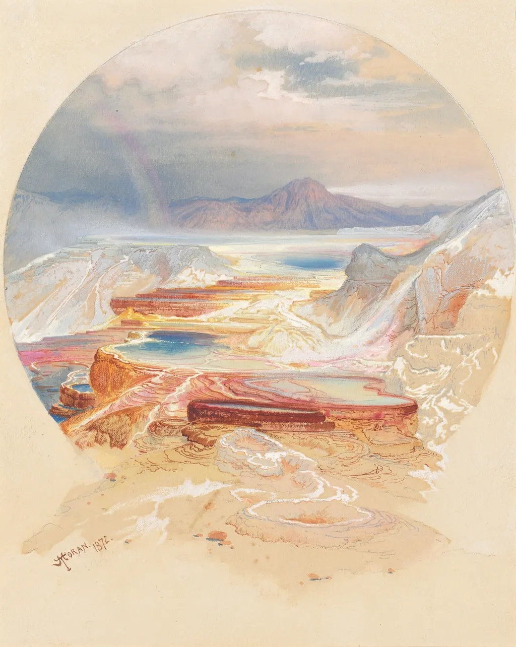 Minerva Terrace, Yellowstone, by Thomas Moran, gouache, 1872
