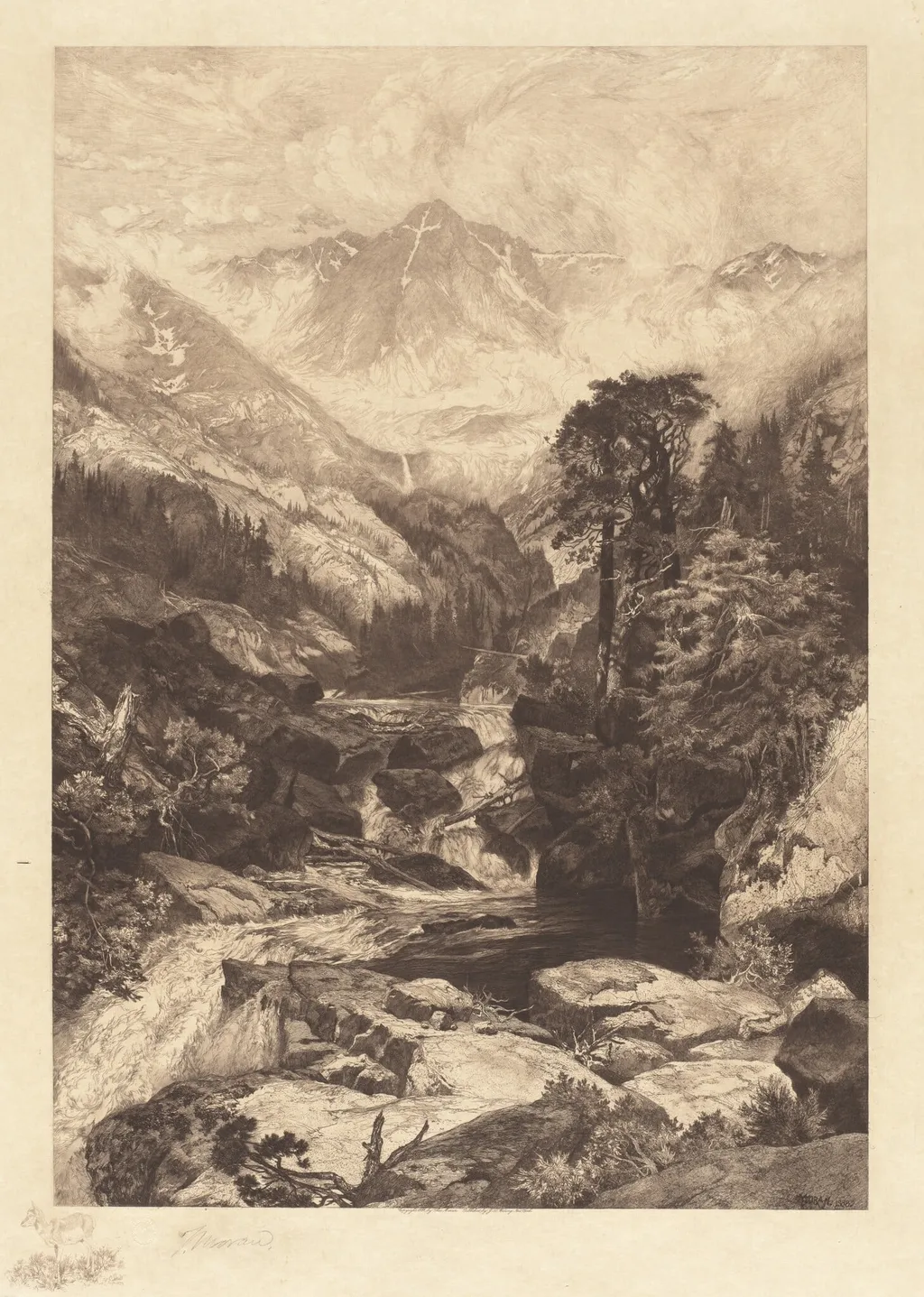 Mountain of the Holy Cross, Colorado, by Thomas Moran, ink, 1888