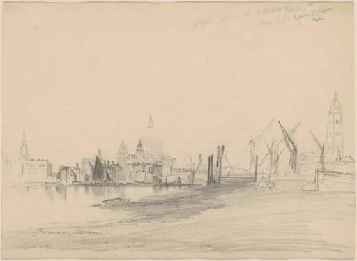 St. Paul's from Under Waterloo Bridge, Low Tide, by Thomas Moran