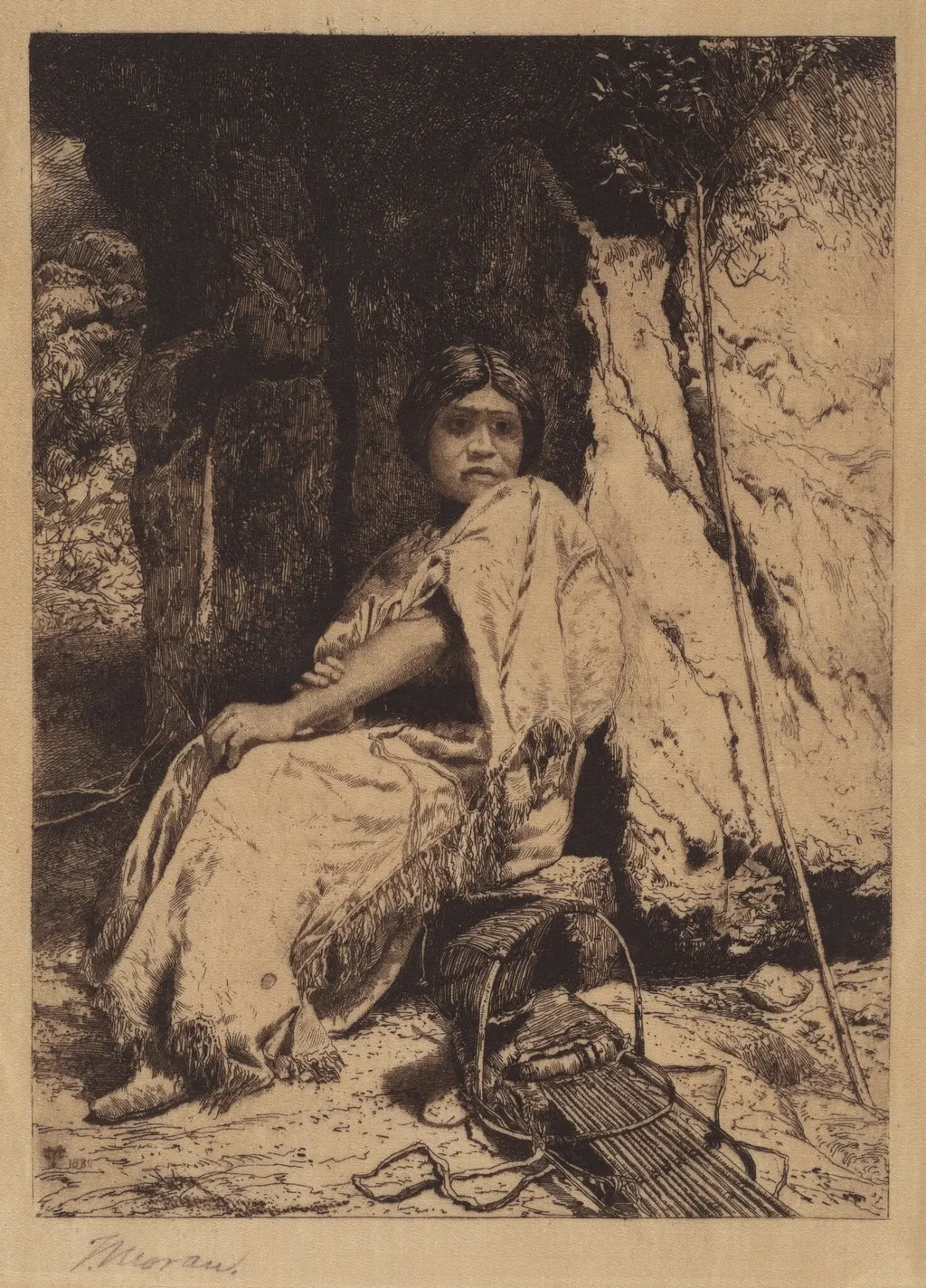 The Empty Cradle, by Thomas Moran, ink, 1878