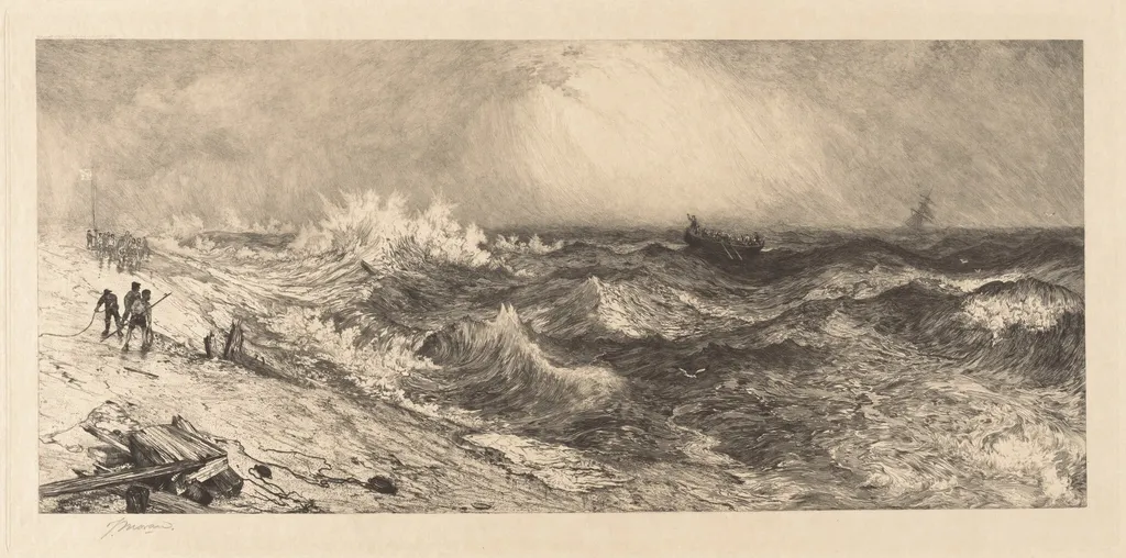 The Much Resounding Sea, by Thomas Moran, ink, 1886