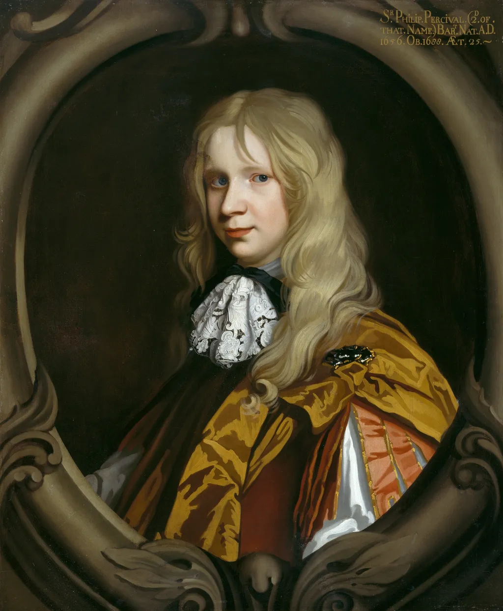 Portrait of Sir Philip Perceval, 2nd Bt (1656-1680), by Thomas Pooley, oil, 1672