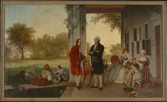 Washington and Lafayette at Mount Vernon, 1784 (The Home of Washington after the War) by Thomas Pritchard Rossiter