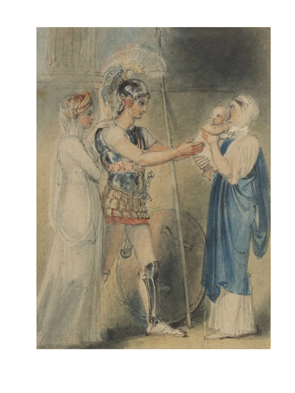 Hector Bidding Farewell to Andromache, by Thomas RA Stothard, watercolor, 1777
