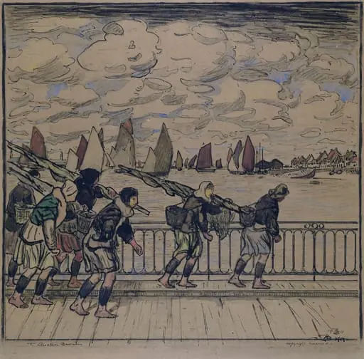 Shrimpers Returning, Etaples, by Thomas RI Austen-Brown