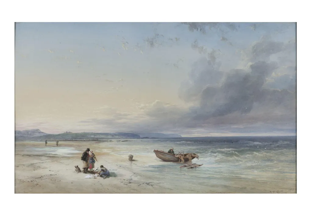 The sands of Cullercoats in Northumberland, by Thomas Richardson, watercolor, 1844
