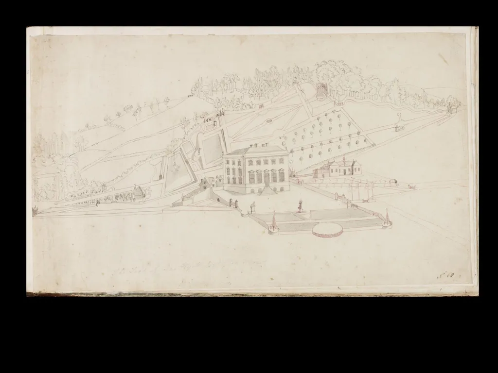 View of Painswick House and Gardens, Gloucestershire, by thomas robins, 1748