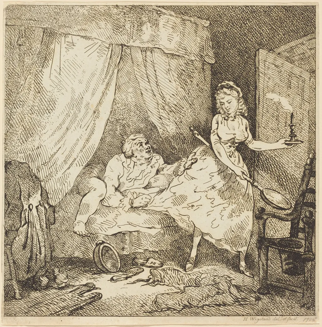 A Bed-warmer, by Thomas Rowlandson, ink, 1785