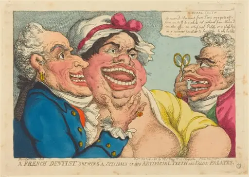 A French Dentist Shewing a Specimen of his Artificial Teeth and False Palates, by Thomas Rowlandson