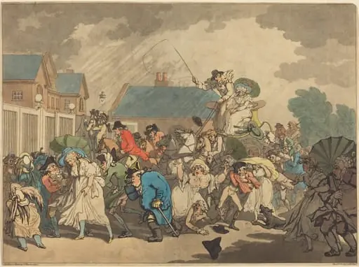 A Squall in Hyde Park, by Thomas Rowlandson