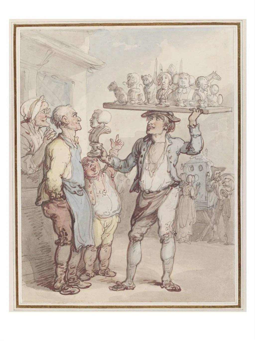 An Image Seller, by Thomas Rowlandson, watercolor, 1799