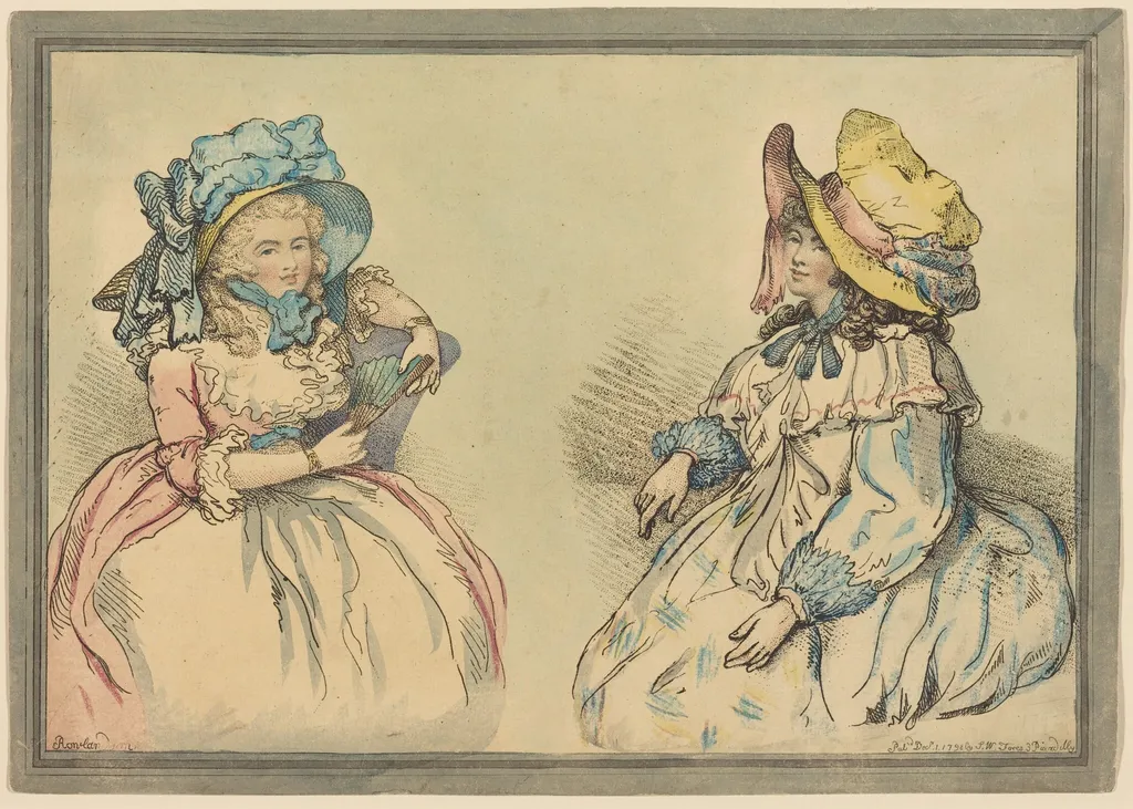 Beauties, by Thomas Rowlandson, ink, 1792