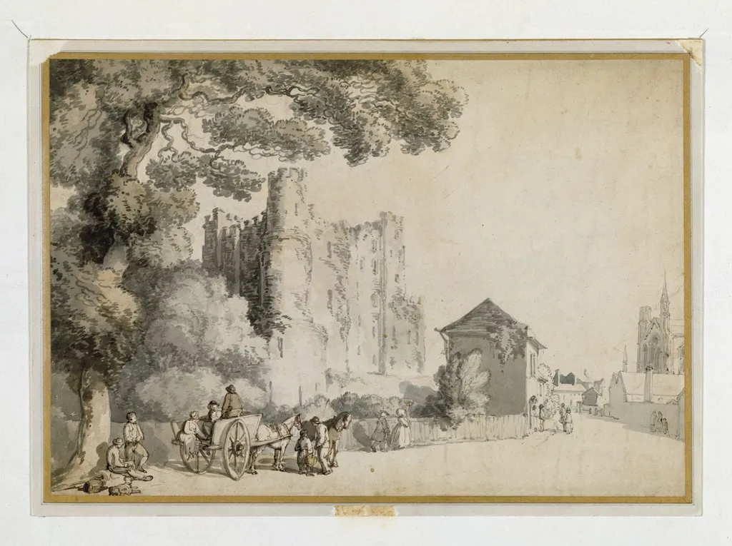 Boley Hill and Castle, Rochester, with the "Justice Tree", by Thomas Rowlandson, watercolor, 1780