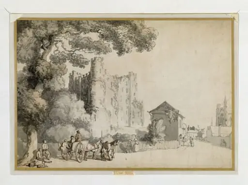 Boley Hill and Castle, Rochester, with the "Justice Tree", by Thomas Rowlandson