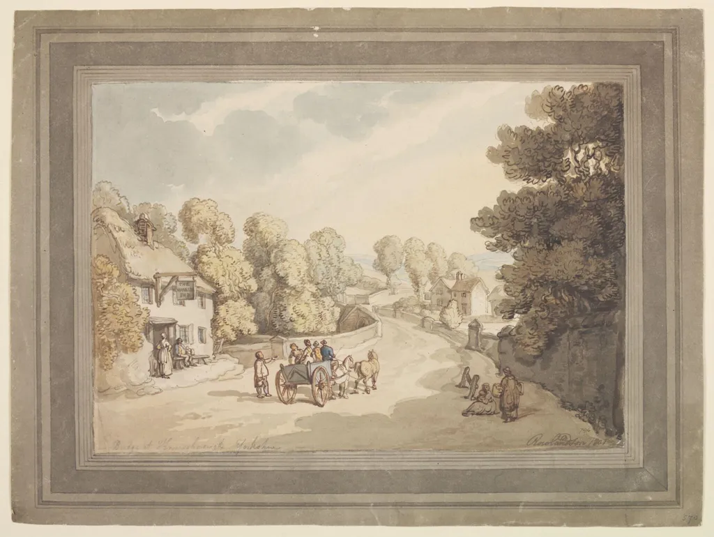 Bridge at Knaresborough, by Thomas Rowlandson, watercolor, 1807