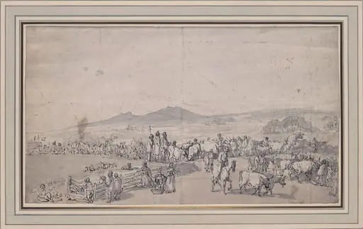 Cattle Market at Router Rocks, Cornwall, by Thomas Rowlandson
